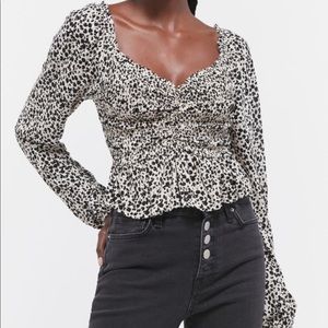 UO Shaina Rayon Ruched Long Sleeve Top